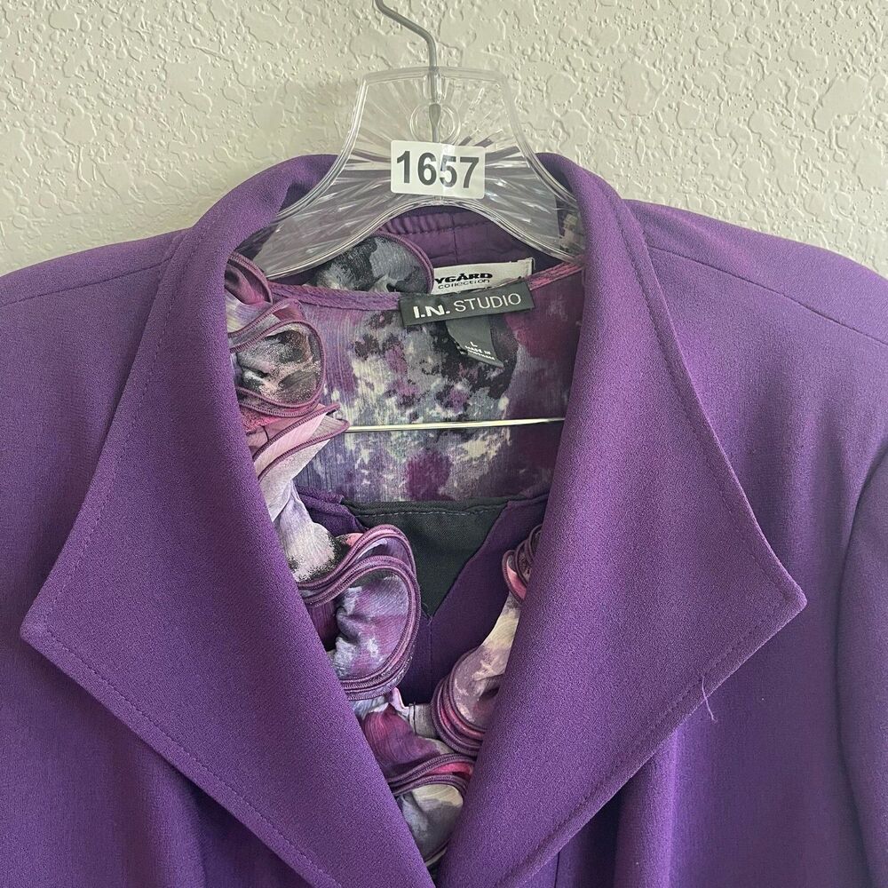 Women's Purple Tailored Blazer and Skirt Suit Set - Picture 16 of 16